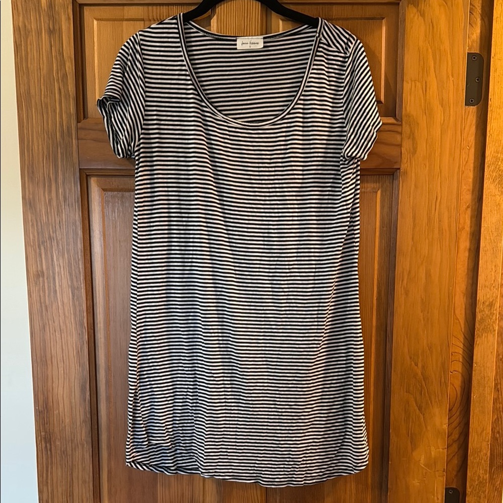 Free Kisses Black and White stripes short Sleeve Mini t shirt Dress